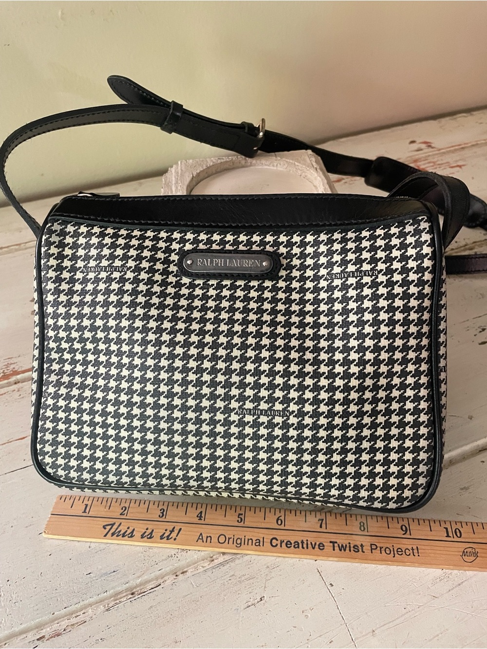 Ralph Lauren Black and White Houndstooth Crossbody